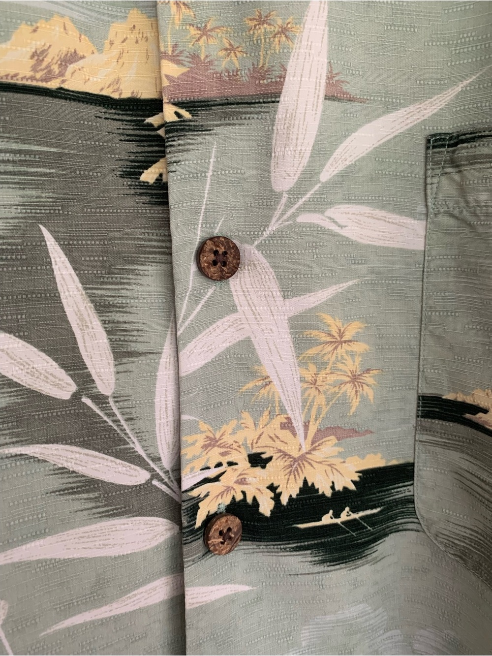Tommy Bahama Light Sage Green Tropical Camp Shirt with Cream Accents - Picture 3 of 6
